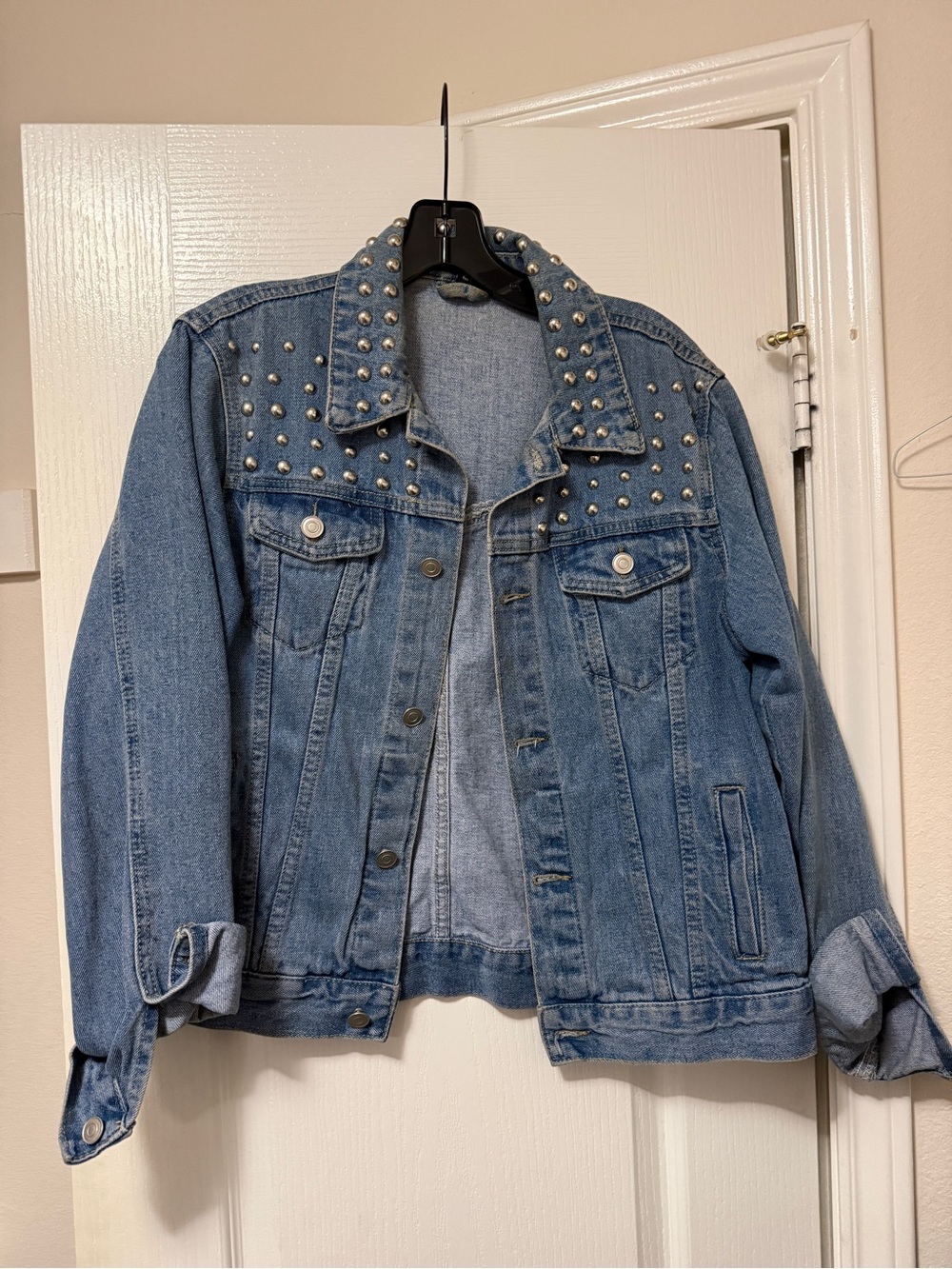 Lea & Viola Studded Light Blue Denim Jacket